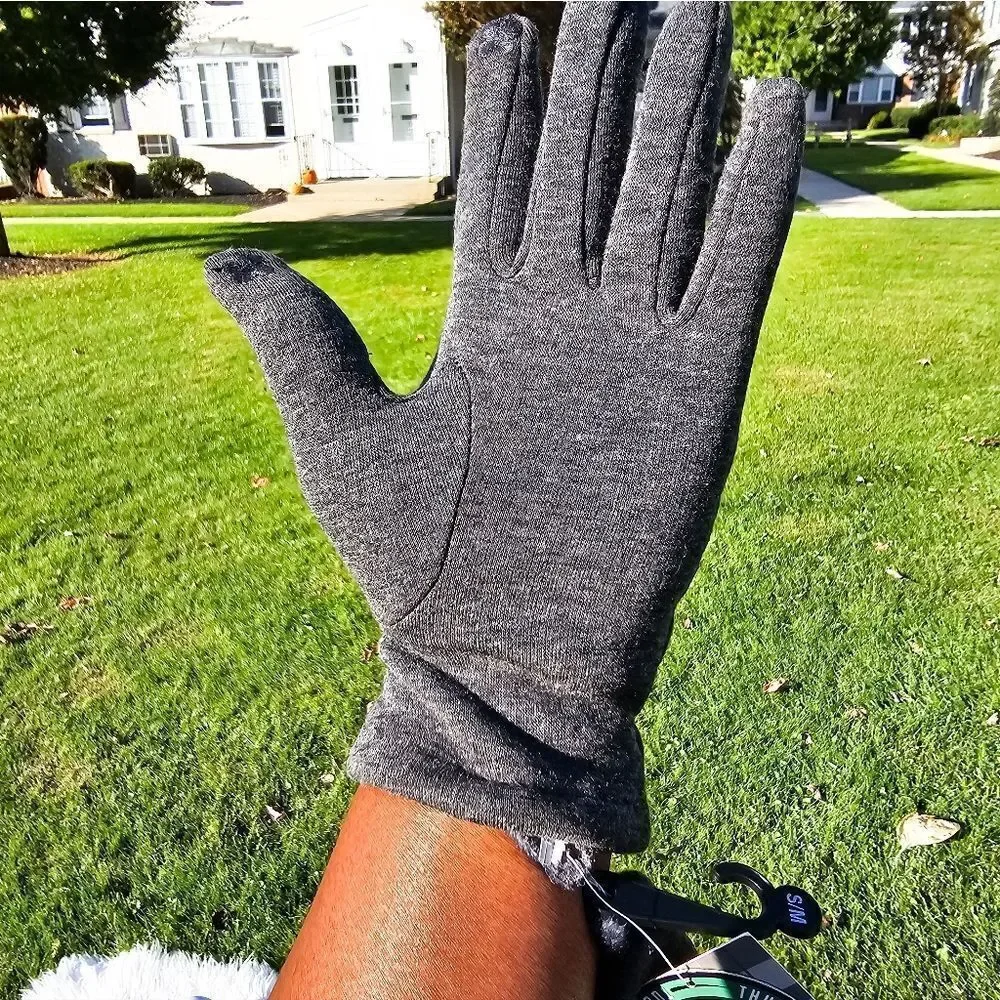 New GH Charcoal Grey Cotton Blend Touch Screen Insulated Gloves.